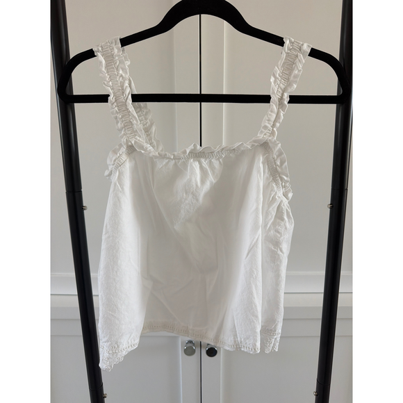 Auden Tops - Auden White Ruffled Tank Top